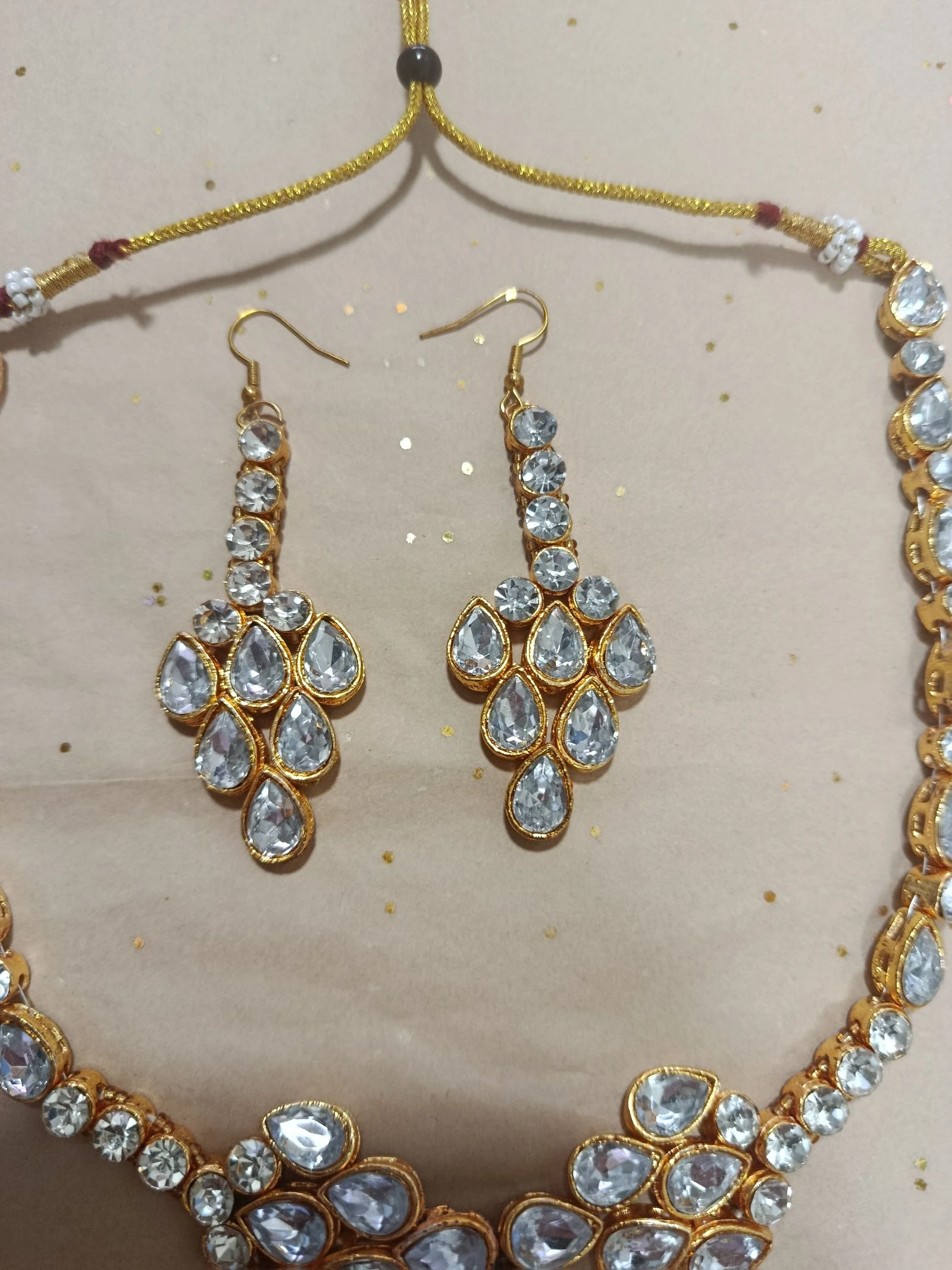 Conjunto de joias brilhantes lágrimas elegante colar e brincos – photo 2